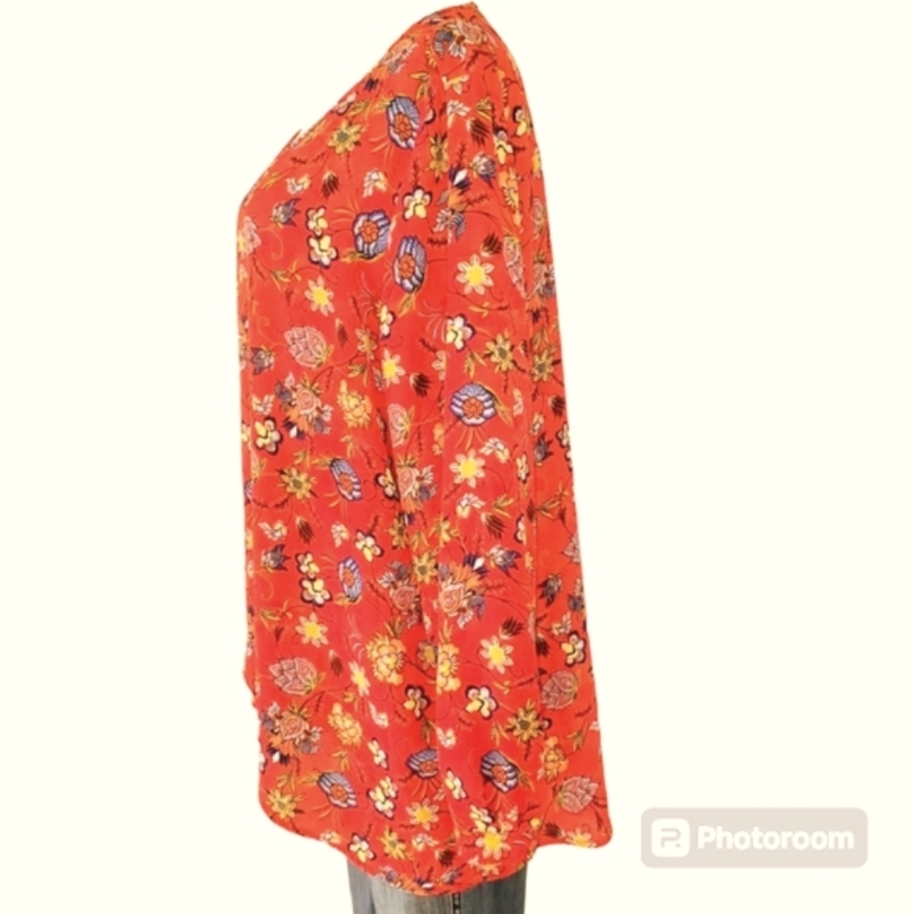 🔥Chelsea & Theodore Long Sleeve Floral Women's Blouse Size XXL - Picture 2 of 8